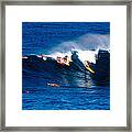 Hawaii Oahu Waimea Bay Surfers Framed Print