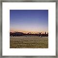 Hay Bales In A Field At Sunset Framed Print