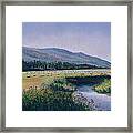 Hayfield And River Framed Print