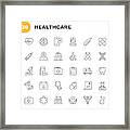 Healthcare Line Icons. Editable Stroke. Pixel Perfect. For Mobile And Web. Contains Such Icons As Hospital, Doctor, Nurse, Medical Help, Dental Framed Print