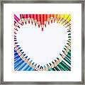 Heart Of Colorful Crayons Framed Print