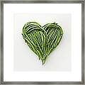 Heart-shaped Formed By Fresh Green Beans Framed Print