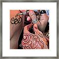 Henna Hands At Work Framed Print