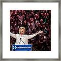 Hillary Clinton Holds Primary Night Framed Print