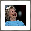Hillary Clinton Is Joined By Maggie Framed Print