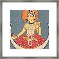 Hindu God Shiva Shankar Moon Miniature Artwork Painting India Yoga Framed Print