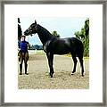 Horse Trainer And Thoroughbred In Normandy Framed Print