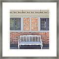 House Brick Exterior With Wood Bench Framed Print