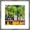 Houseboat In Amsterdam Framed Print