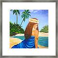 Hula Girl On The Beach Framed Print
