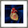 Human Heart On Blue Velvet Framed Print