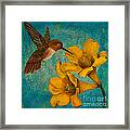 Hummingbird With Yellow Jasmine Framed Print