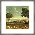 Hunting Scene With A Harbor Framed Print