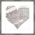 I Love Manhattan Heart Map Framed Print