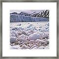 Ice Floes In The Sea With A Glacier Framed Print