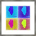 Illinois Pop Art Map 2 Framed Print