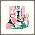 Illustration Of A Victorian Style Pink And Green Framed Print