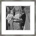 Illustration Of A Woman And Man Playing Backgammon Framed Print