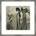 Illustration Of Three Models In Evening Gowns Framed Print