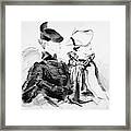 Illustration Of Two Women Wearing Berets And Capes Framed Print