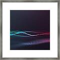 Illustration Of Wave Particles Futuristic Digital Abstract Background For Science And Technology Framed Print