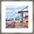 Industrial Railroad Scene Framed Print