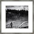 Into The Future - Woman Crossing Bridge Framed Print