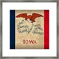 Iowa State Flag Art On Worn Canvas Framed Print