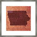 Iowa Word Art State Map On Canvas Framed Print