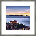Italian Castle At Sunset Framed Print