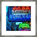 Jazz Funeral And Jester On Bourbon St. Framed Print