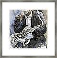 Jazz Saxophonist John Coltrane Yellow Framed Print