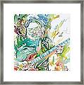 Jerry Garcia Playing The Guitar Watercolor Portrait.1 Framed Print