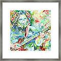 Jerry Garcia Playing The Guitar Watercolor Portrait.3 Framed Print