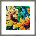 Jeweled Sassy Sunflowers Framed Print