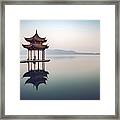Jixian Pavilion On The West Lake Framed Print