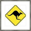 Kangaroo Crossing Sign Framed Print