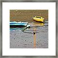 Kayaks-blue And Yellow Framed Print