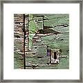Key Hole On A Green Weathered Wood Door Framed Print
