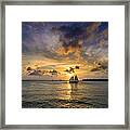 Key West Florida Sunset And Sailboat Mallory Square Framed Print