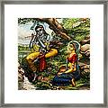 Krishna With Radha Framed Print