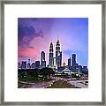 Kuala Lumpur In Sunset And Haze Framed Print