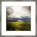 Landscape And Cloudy Sky In Iceland Framed Print