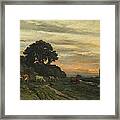 Landscape With Cattle By A Stream Framed Print