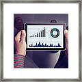 Lap Point Of View Of Man Holding Tablet Framed Print