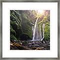 Layered Water Flows, Cool Air And Green Scenery Are Attractions That You Can Enjoy When You Visit Tiu Kelep Waterfall In Lombok, Indonesia. Framed Print