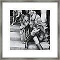 Leslie Caron Wearing A Fox Coat Framed Print