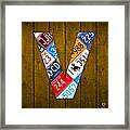 Letter V Alphabet Vintage License Plate Art Framed Print