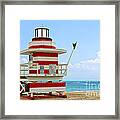 Lifeguard Station At The Beach In South Miami Framed Print