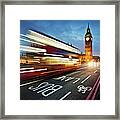 Light Trails On Westminster Bridge With Framed Print